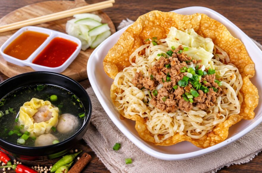 Rumah Makan Gloria Malang: cwie mie dengan pangsit goreng dan kuah terpisah